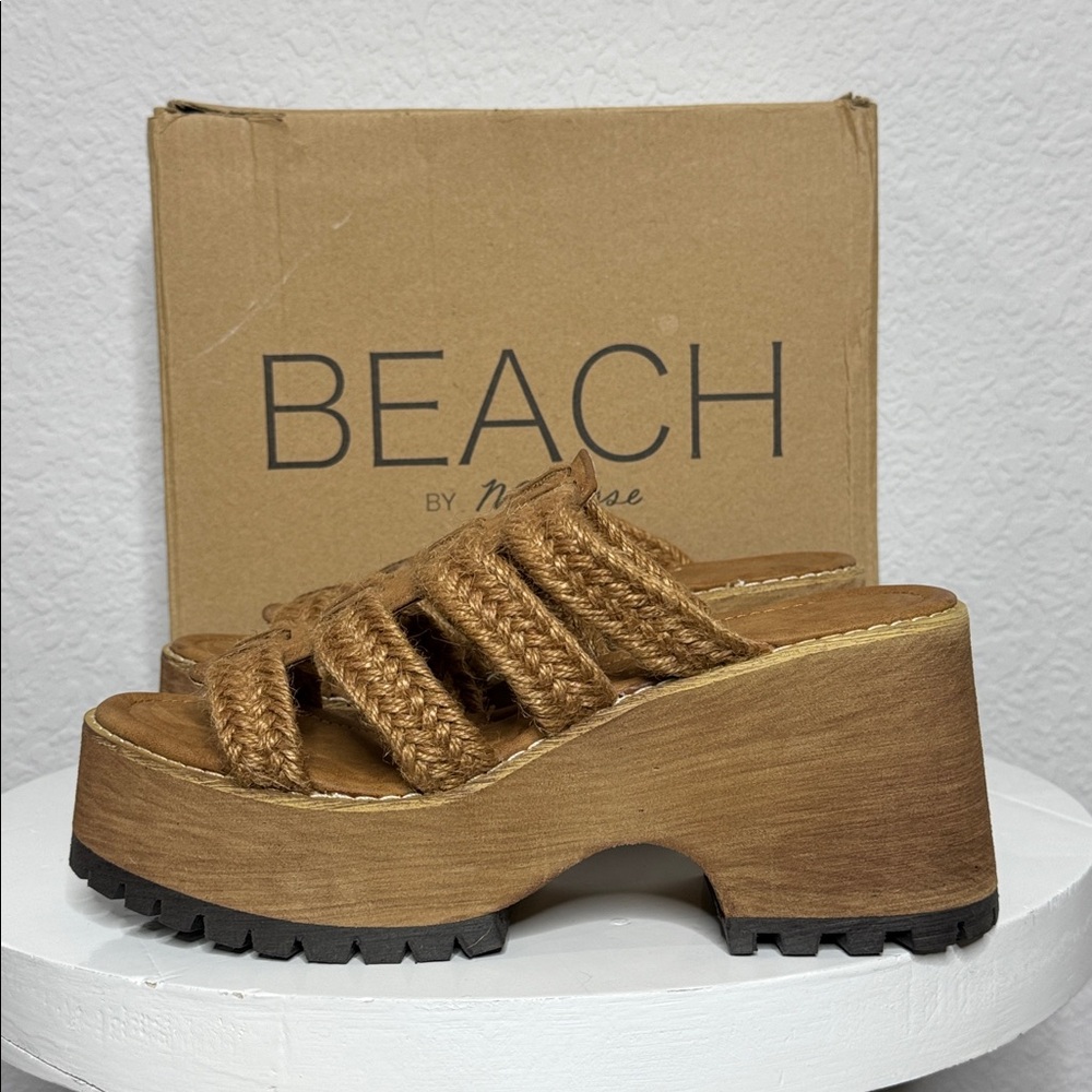NIB BEACH BY MATISSE DAZE COGNAC BRAIDED JUTE PLATFORM SANDALS BOHO SIZE 10 - Picture 5 of 14